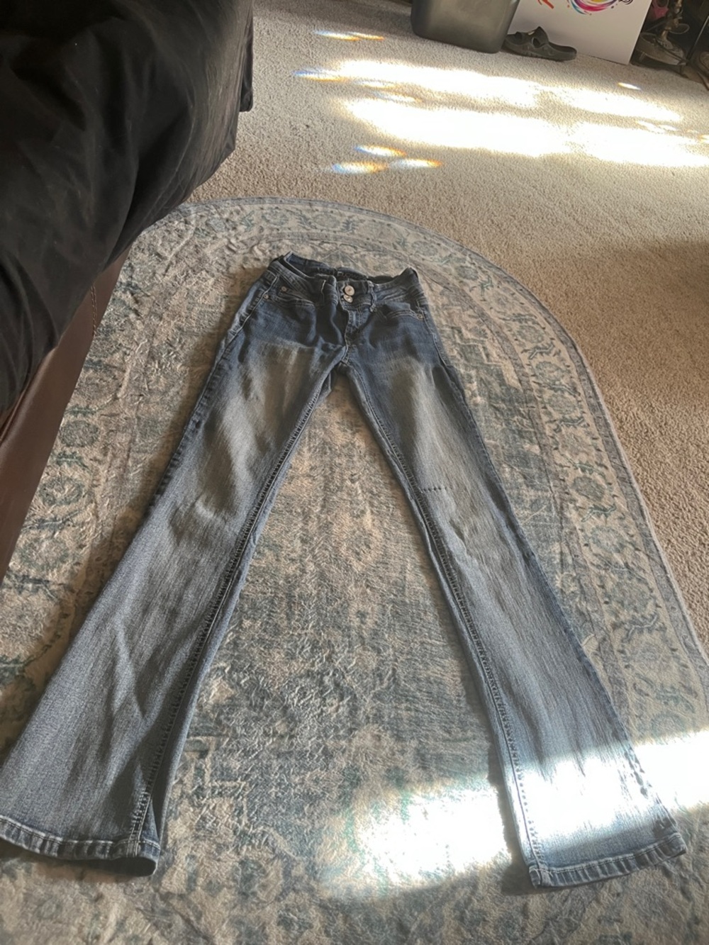 Wallflower Medium Blue Denim Jeans with white stitching